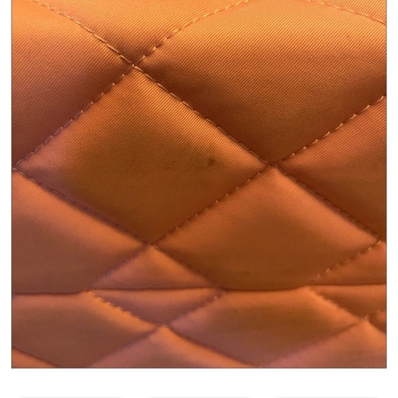 EUC MY FLAT IN LONDON QUEEN BEE PINK NYLON & LEATHER QUILTD TOTE BAG - Picture 7 of 10